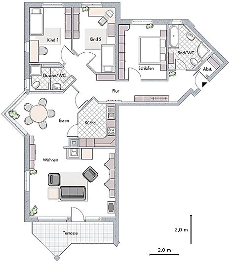 Grundrissbeispiel Gesamtwohnfläche 126 qm
