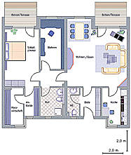 Grundriss Wohnungstyp 3-Zi A, Gesamtwohnfläche 121 qm