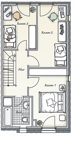 Grundriss Stadthaus Typ 4 1. Obergeschoss Basis