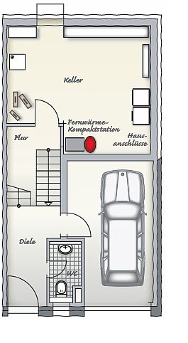 Grundriss Stadthaus Typ 4 Eingangsgeschoss und Kellergeschoss