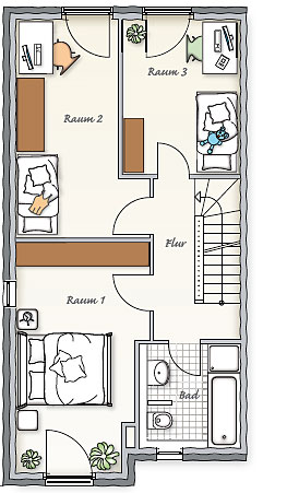 Grundriss Stadthaus Typ 8 Obergeschoss Basis