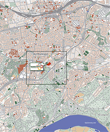 Die Lage des Quartier 4 in Essen