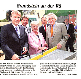 Artikel in der WAZ vom 15.08.2008 über RUE 199