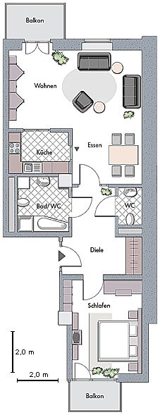 Grundrissbeispiel Gesamtwohnfläche 84 qm